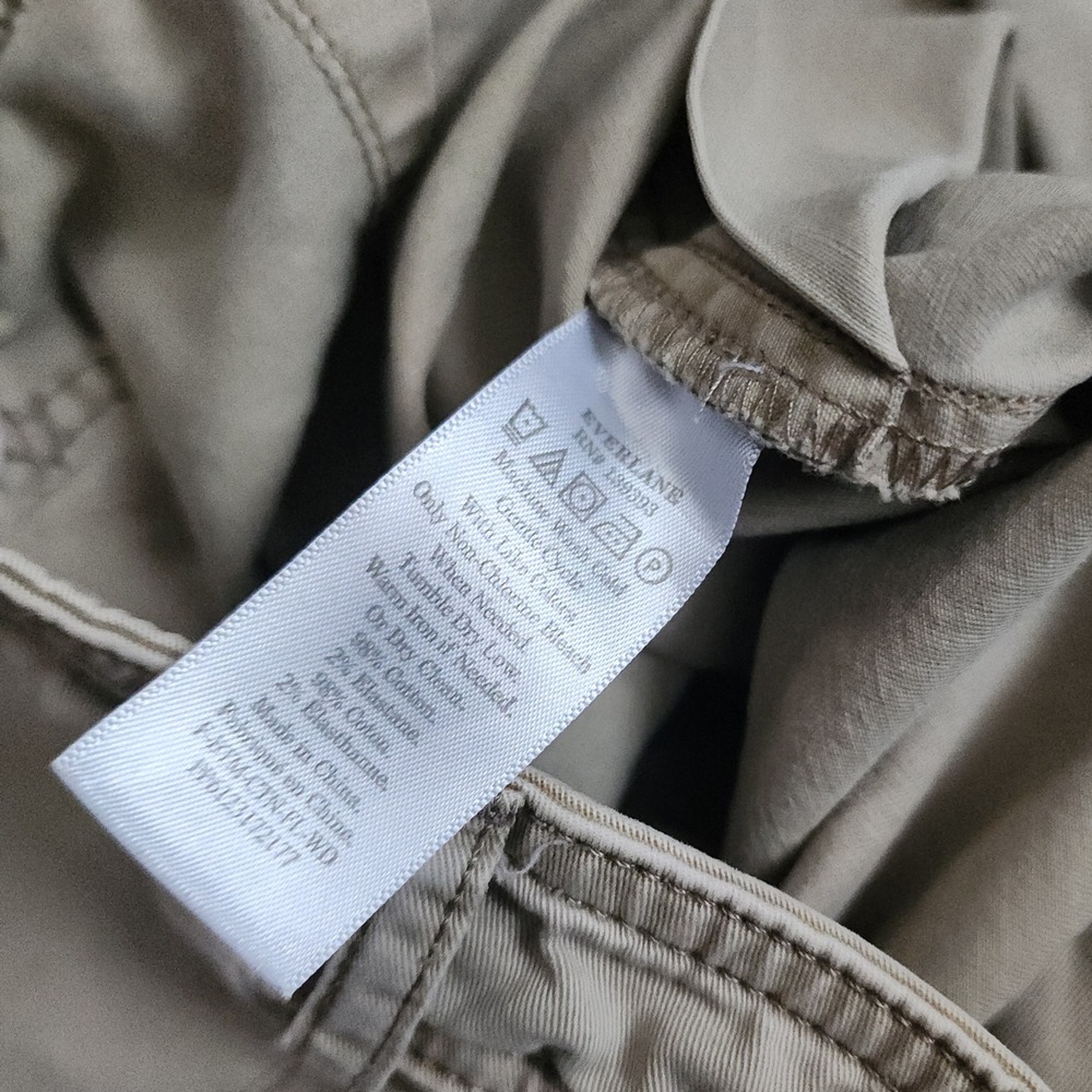 Everlane Wide Leg Crop Pants Women 4 Khaki Tan Button Fly Cotton Twill Mid Rise - Picture 9 of 13